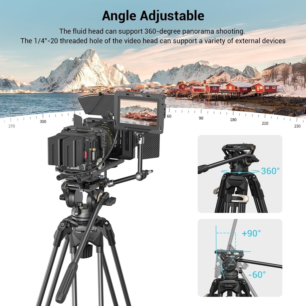 SmallRig AD-01 73in Heavy Duty Video Tripod Fluid Head DSLR Camera Camcorder - Picture 10 of 10